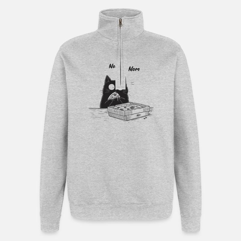 Nom Nom Chat - Sweat à zip 1/4 - gris chiné