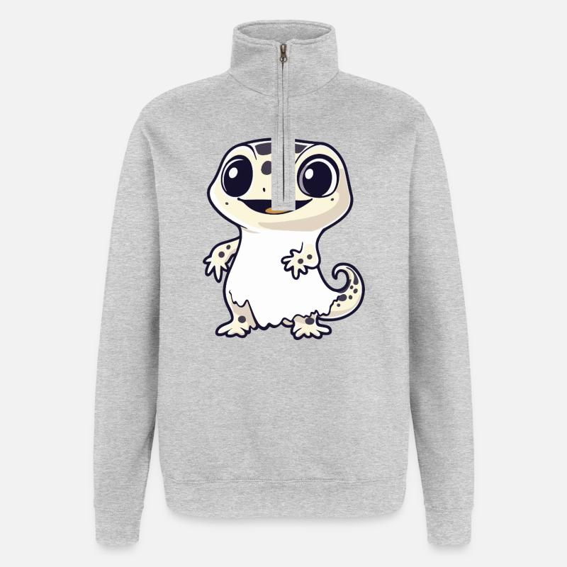 Echse Halloween Geist - Quarter-Zip-Sweatshirt - Grau meliert