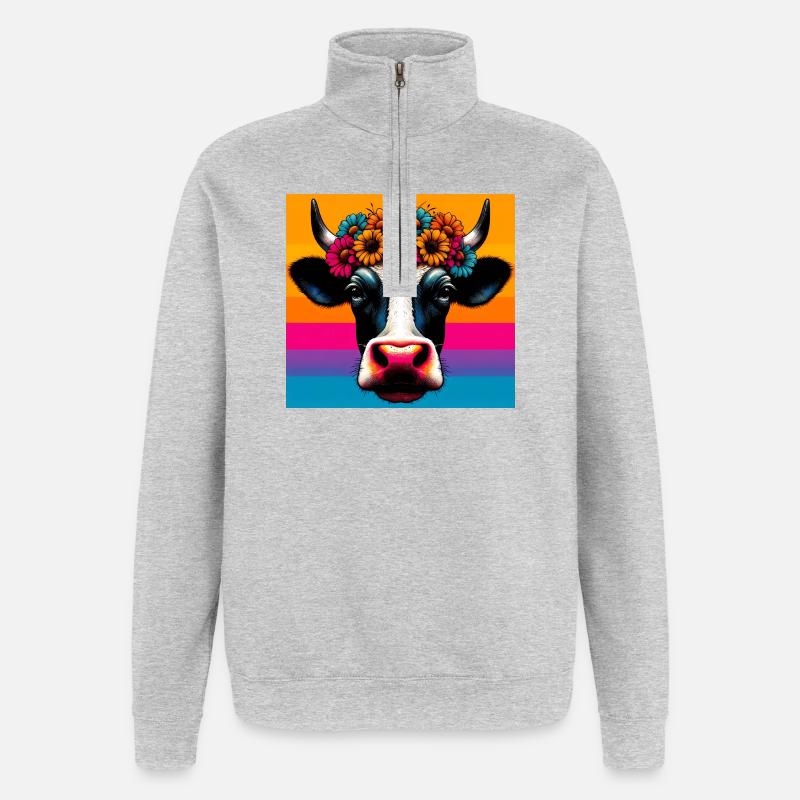 cow - Quarter-Zip Sweatshirt - heather grey