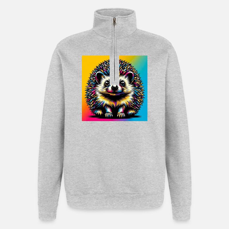 hérisson - Sweat à zip 1/4 - gris chiné