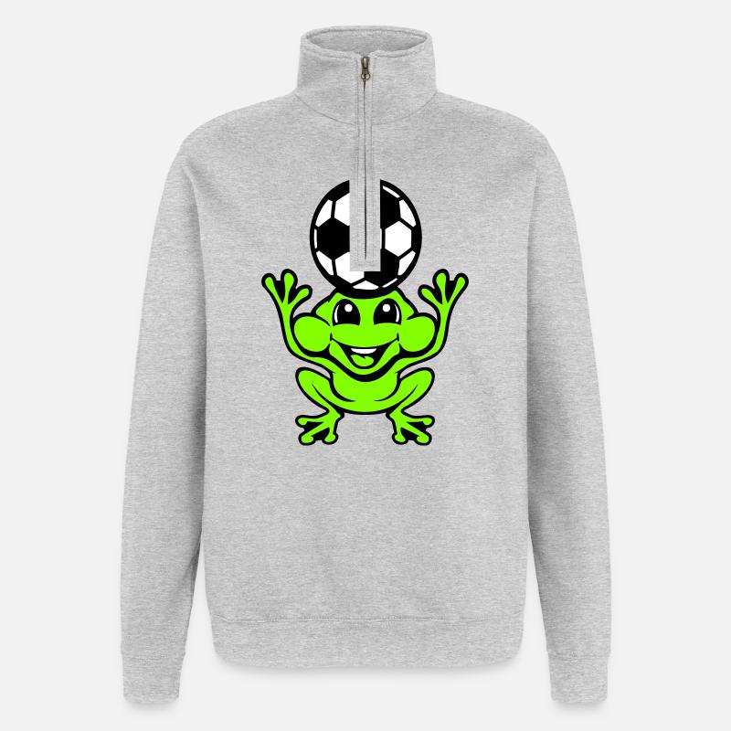 Frog Soccer Header Ball Playing Toad - Quarter-Zip Sweatshirt - heather grey