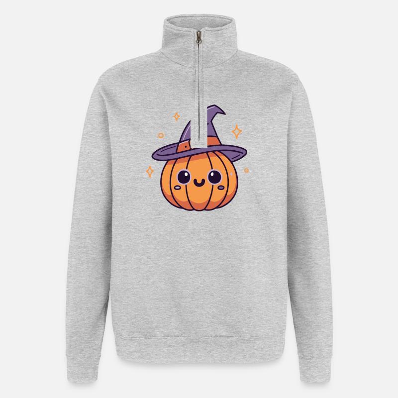 Entzückender Hexenkürbis - Quarter-Zip-Sweatshirt - Grau meliert