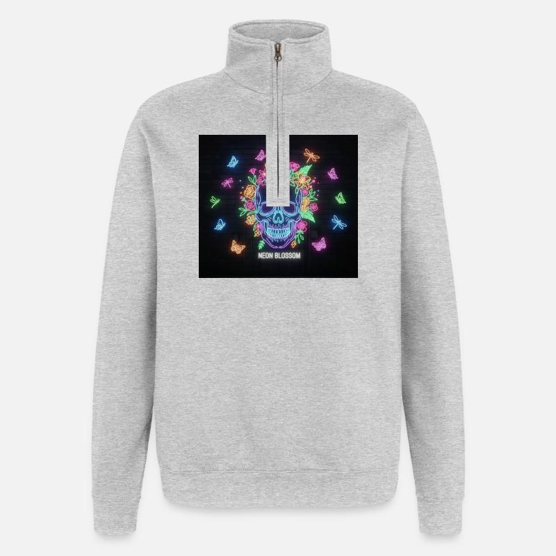 Conception de crâne de néonblossom - Sweat à zip 1/4 - gris chiné