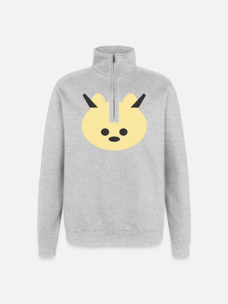 Horned Bear Cuddly Icon - Quarter-Zip Sweatshirt - heather grey