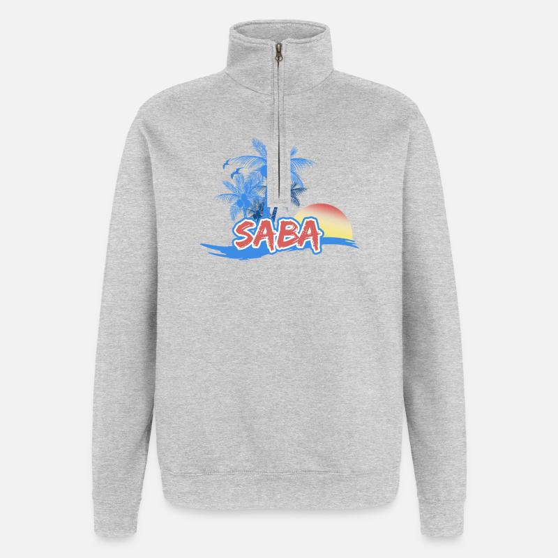 Saba as a beach - Quarter-Zip Sweatshirt - heather grey