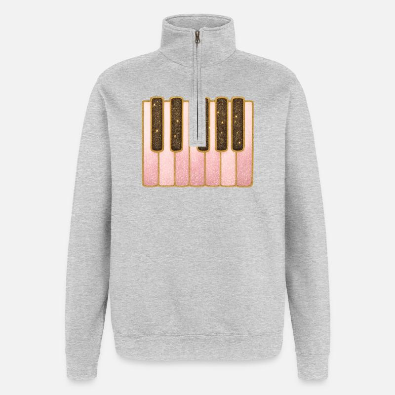 Glitter Pink Keyboard | Playing the piano - Quarter-Zip Sweatshirt - heather grey