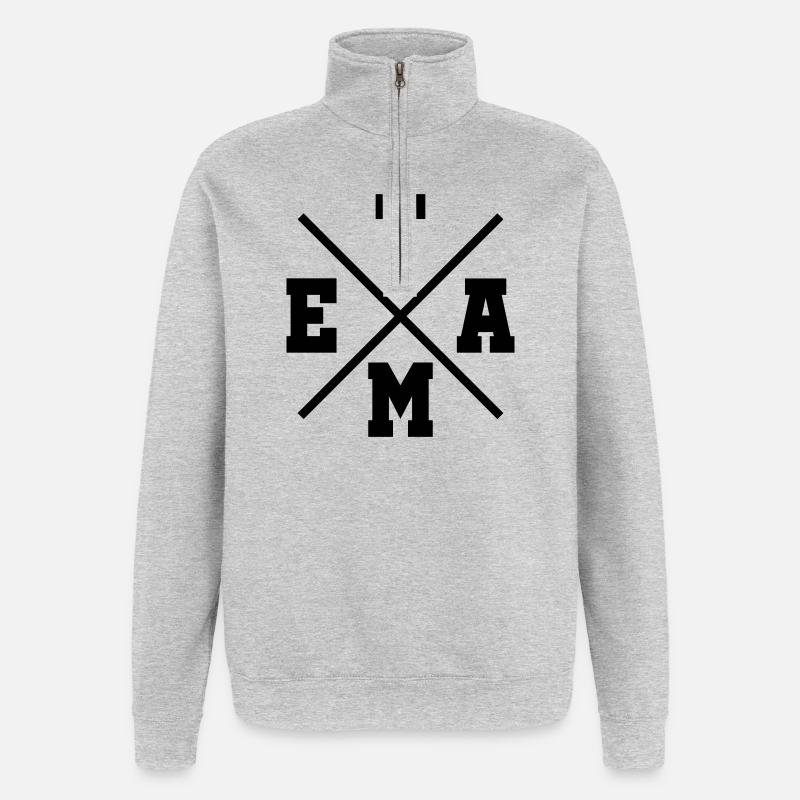 Team - Quarter-Zip-Sweatshirt - Grau meliert