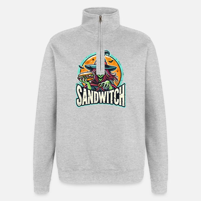 Sandwitch Witch Halloween Illustration - Quarter-Zip Sweatshirt - heather grey