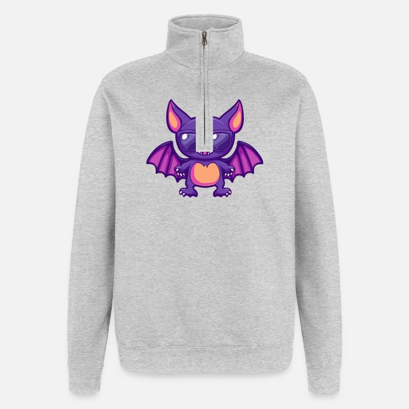 Fledermaus Halloween - Quarter-Zip-Sweatshirt - Grau meliert