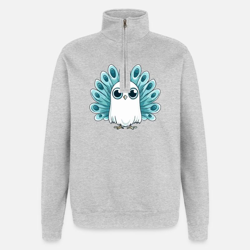 Peacock Bird Halloween Ghost - Quarter-Zip Sweatshirt - heather grey