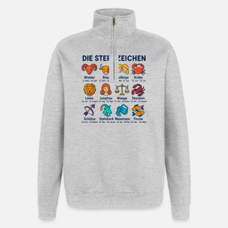 Die Sternzeichen - Quarter-Zip-Sweatshirt - Grau meliert