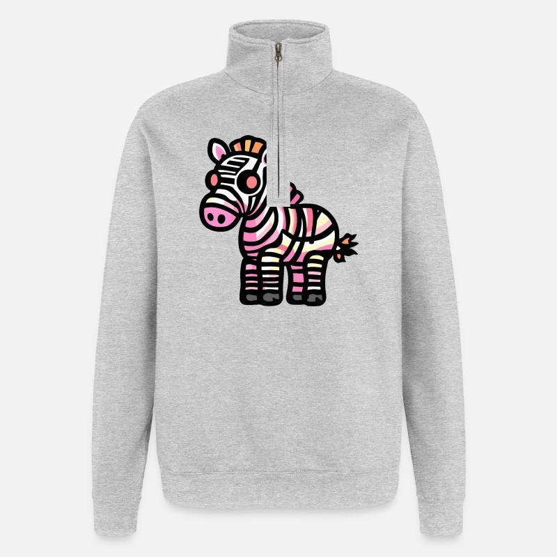 Zebra Halloween Zombie - Quarter-Zip-Sweatshirt - Grau meliert
