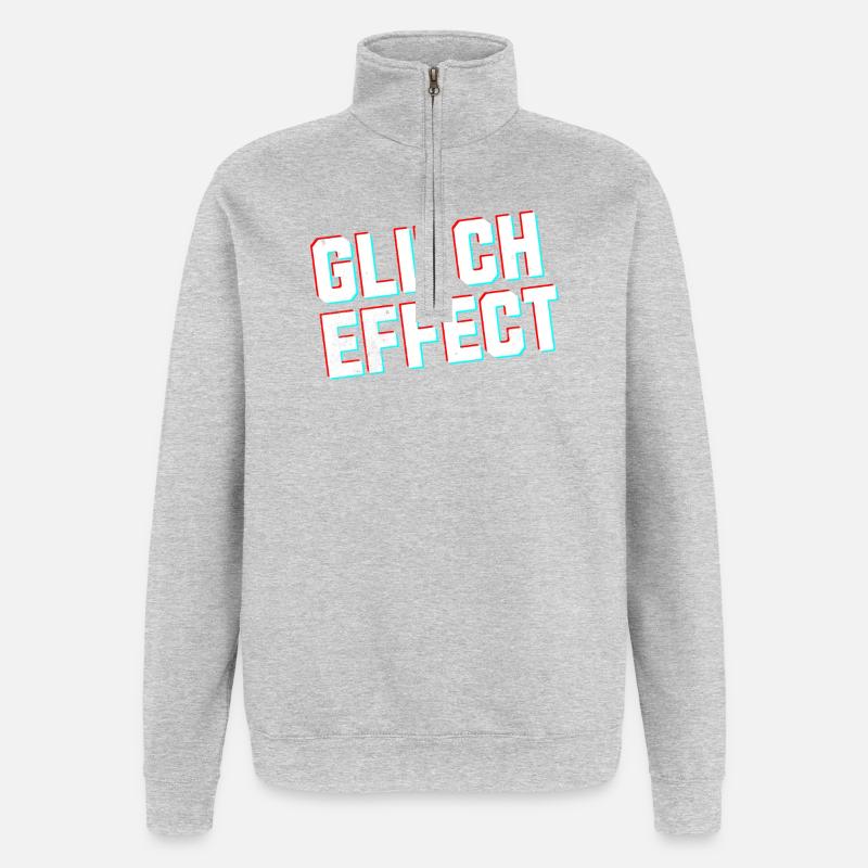 Gamer Glitch Effect Sweat à capuche - Sweat à zip 1/4 - gris chiné
