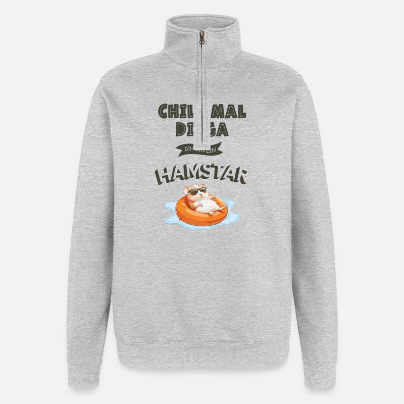 Chill mal Digga – Chemise Hamstar Fun - Sweat à zip 1/4 - gris chiné