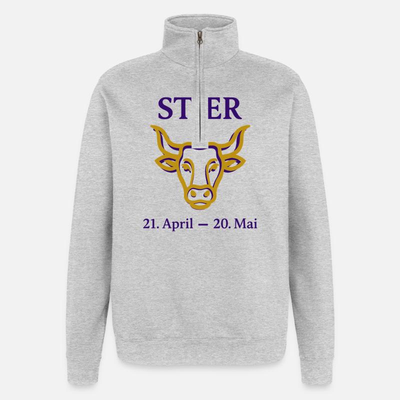 Sternzeichen Stier - Quarter-Zip-Sweatshirt - Grau meliert