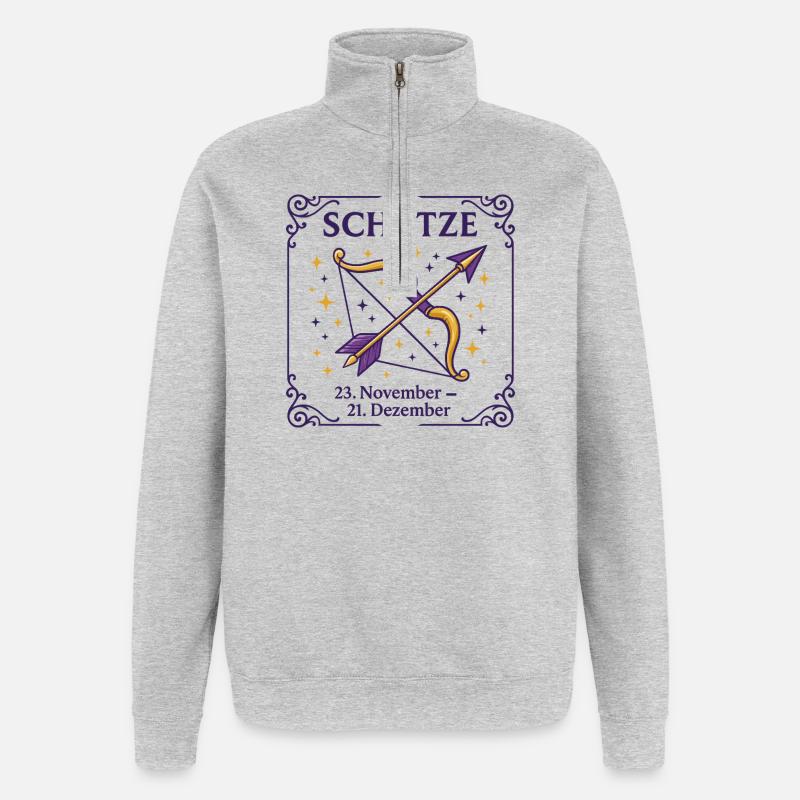 Sternzeichen Schütze - Quarter-Zip-Sweatshirt - Grau meliert