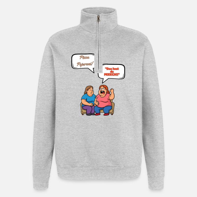 Pizza Peperoni Streit - Quarter-Zip-Sweatshirt - Grau meliert