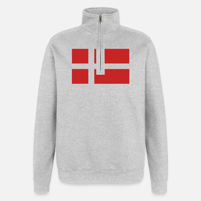 Drapeau du Danemark - Sweat à zip 1/4 - gris chiné