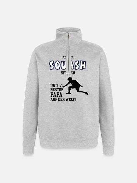 Squash Player Squasher Dad Father Man - Quarter-Zip Sweatshirt - heather grey