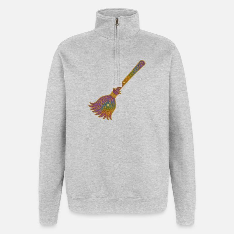Rainbow Glitter Broom Magic - Quarter-Zip Sweatshirt - heather grey
