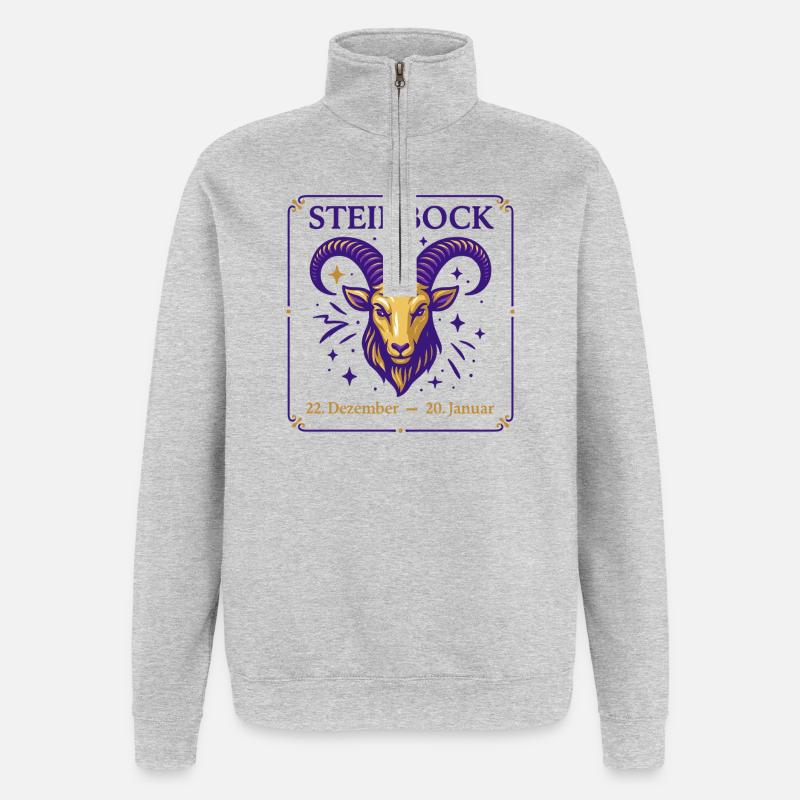 Sternzeichen Steinbock - Quarter-Zip-Sweatshirt - Grau meliert