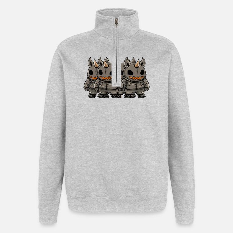 Nashorn Halloween Team Comic Lustig - Quarter-Zip-Sweatshirt - Grau meliert