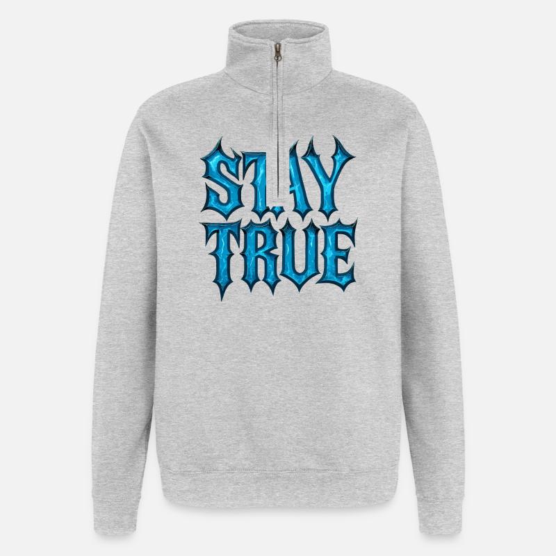 Stay True Design – Be Yourself Statement - Quarter-Zip Sweatshirt - heather grey
