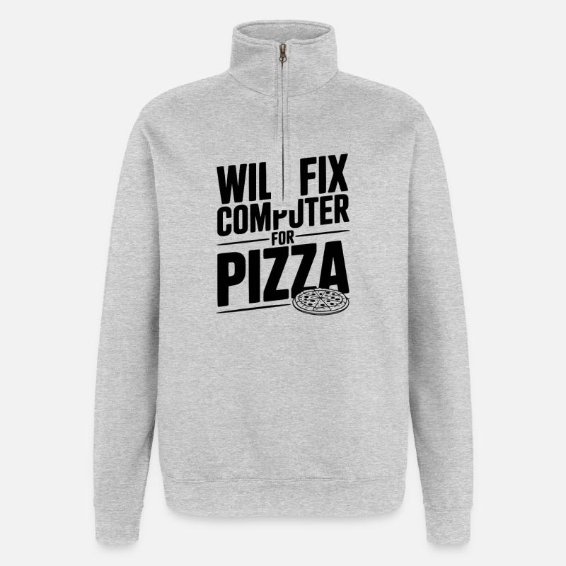 Wird den Computer für Pizza reparieren - Quarter-Zip-Sweatshirt - Grau meliert