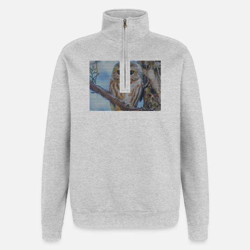 Abendwald Eulenblick - Sweat à zip 1/4 - gris chiné