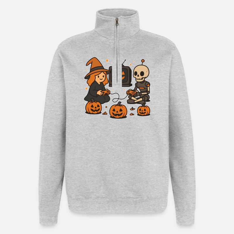 Hexenabend Gaming Duo - Quarter-Zip-Sweatshirt - Grau meliert