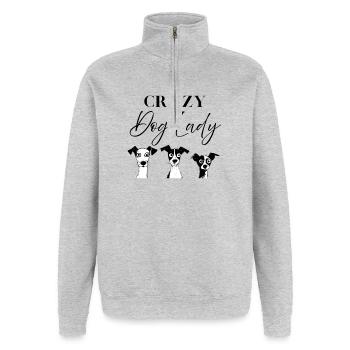 Dicton amusant pour toutes les femmes avec des chiens - Sweat à zip 1/4 - gris chiné - Devant - AI Model Female 172 light (172cm) & AI Model Male 178 dark (178cm)