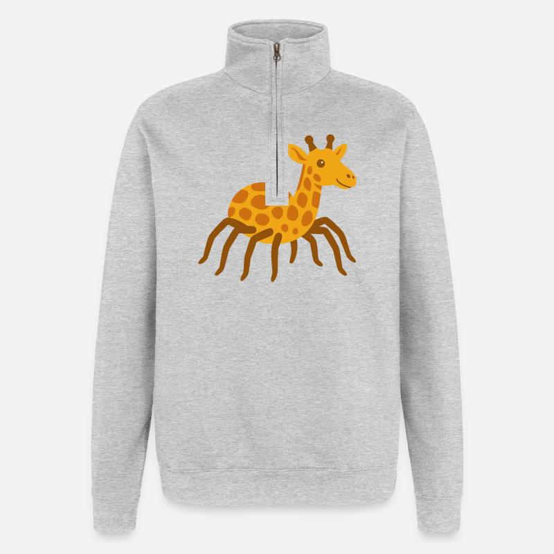 Girafe araignée toute mignonne - Sweat à zip 1/4 - gris chiné