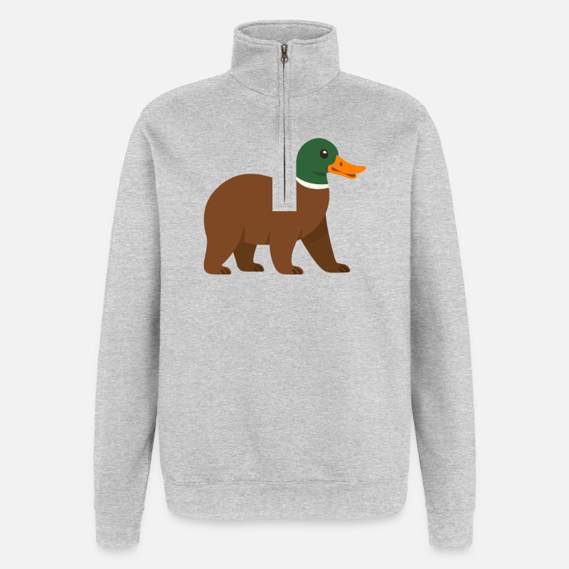 Die Bärente - sie hat einen Schnabel! - Quarter-Zip-Sweatshirt - Grau meliert