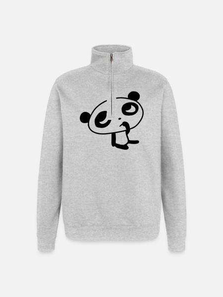 Cute Panda – Kawaii Bear & Bamboo Design - Quarter-Zip Sweatshirt - heather grey