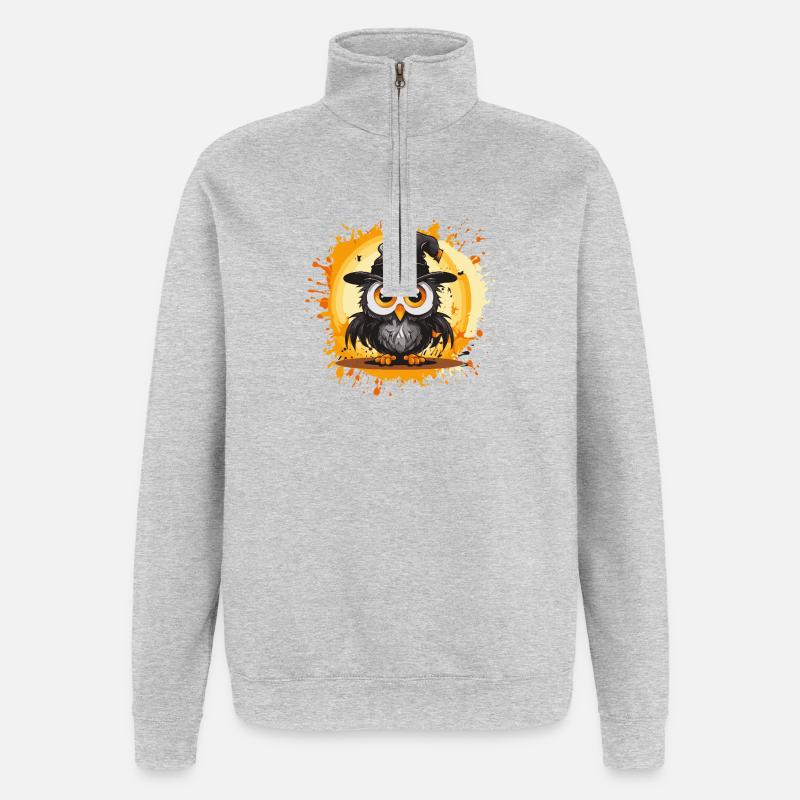 Noctambule Sorcier Halloween - Sweat à zip 1/4 - gris chiné