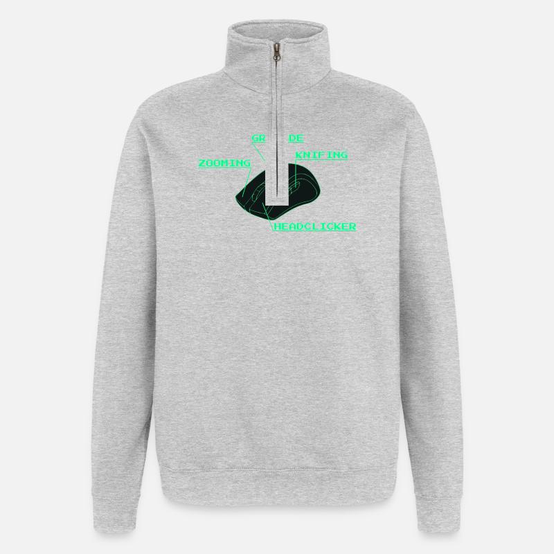 Headclicker Gaming Blueprint Neon Design - Sweat à zip 1/4 - gris chiné