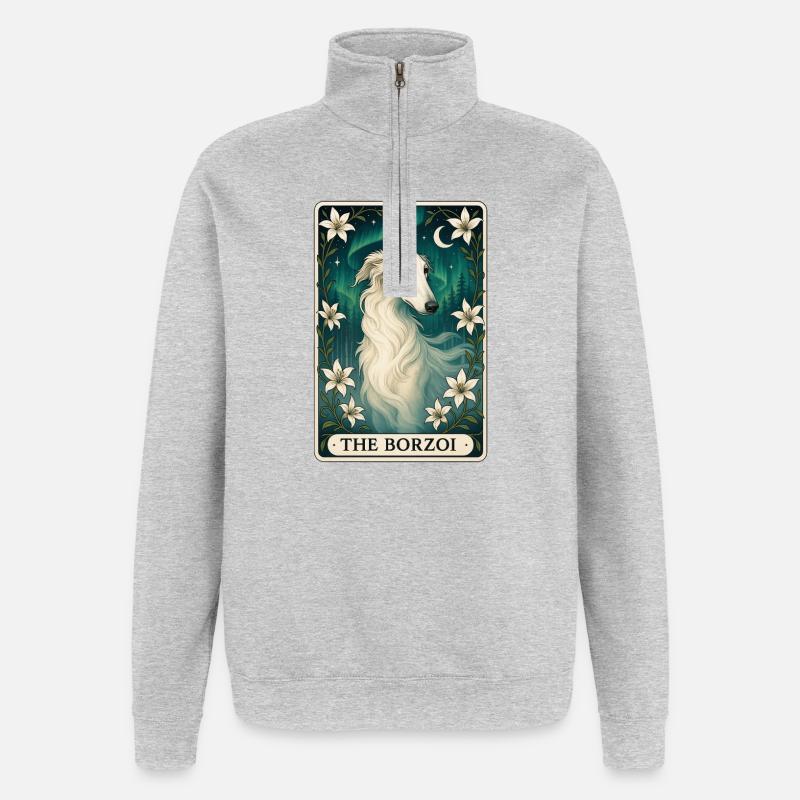Barzoï - Sweat à zip 1/4 - gris chiné
