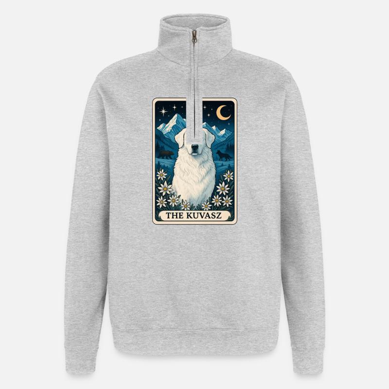 Kuvasz - Sweat à zip 1/4 - gris chiné