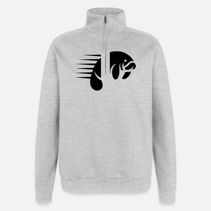Dugong lamantin - Cool Seacow Logo - Sweat à zip 1/4 - gris chiné