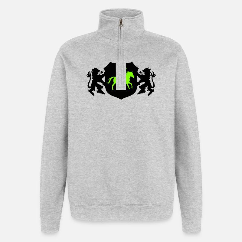 Armoiries du cavalier de chevaux - Sweat à zip 1/4 - gris chiné
