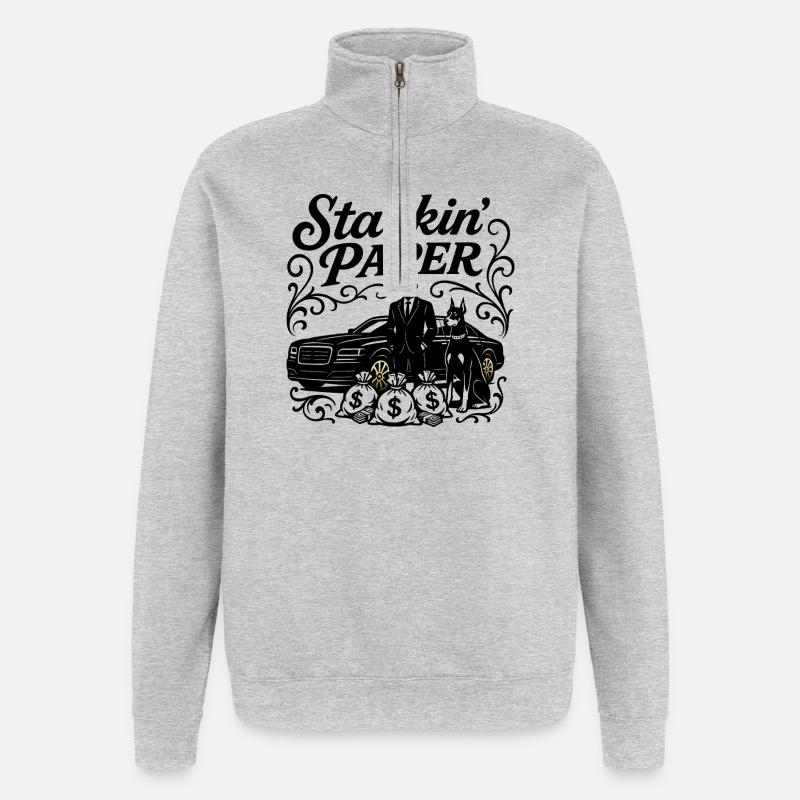 Stackin Paper - Quarter-Zip Sweatshirt - heather grey