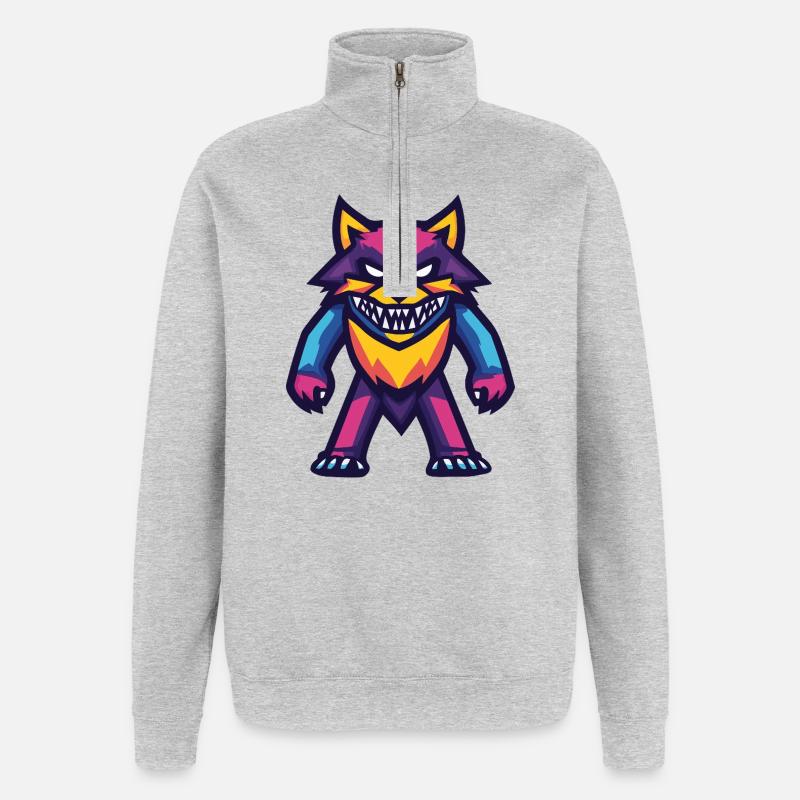 Wolf Halloween Zombie - Quarter-Zip-Sweatshirt - Grau meliert