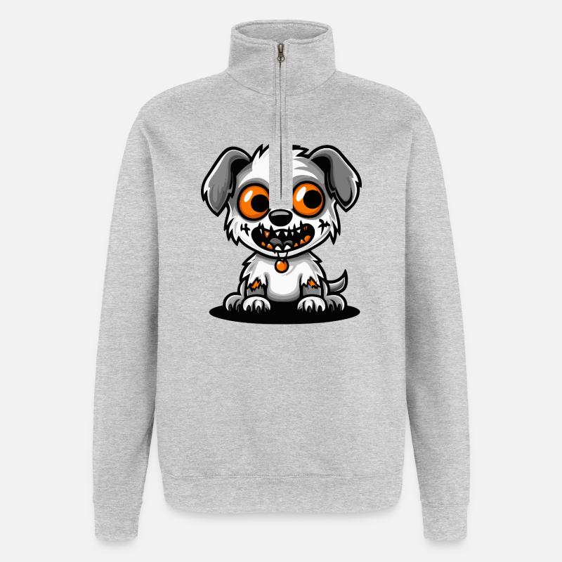 Hund Halloween Zombie Comic - Quarter-Zip-Sweatshirt - Grau meliert