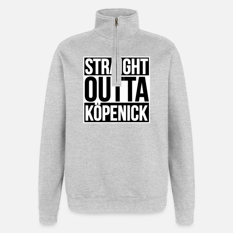 Straight Outta Köpenick BERLIN - Sweat à zip 1/4 - gris chiné