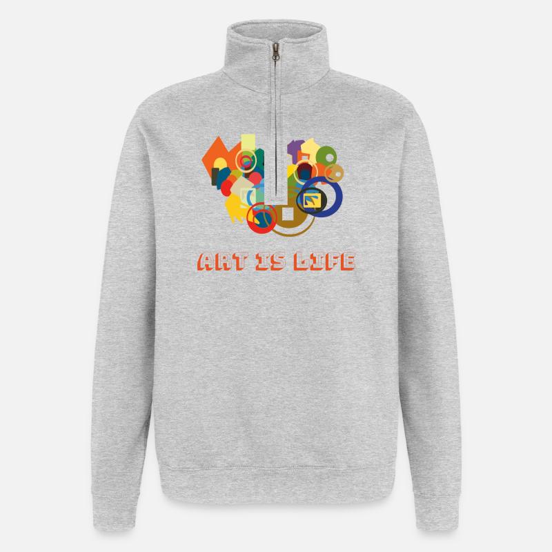 L’art, c’est la vie – Colour Rush - Sweat à zip 1/4 - gris chiné
