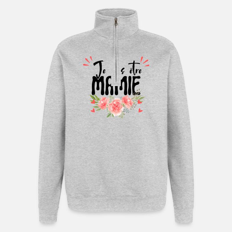 Ich werde Oma – Ankündigung der Schwangerschaft - Quarter-Zip-Sweatshirt - Grau meliert