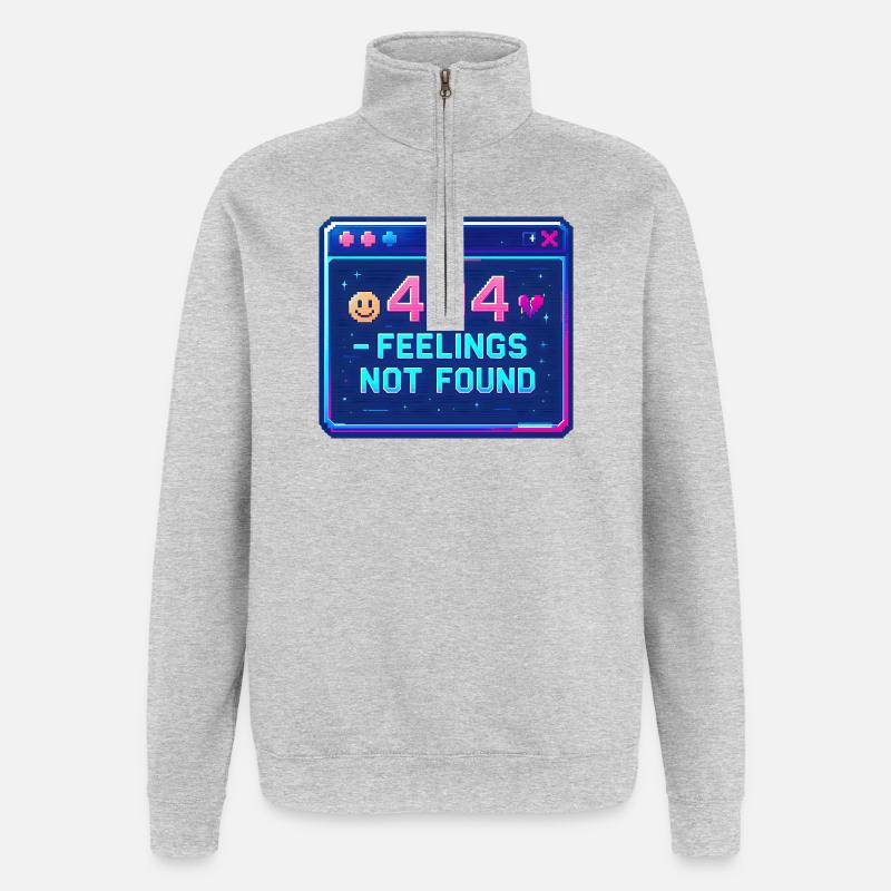 Y2K Retro – 404 sentiments introuvables - Sweat à zip 1/4 - gris chiné