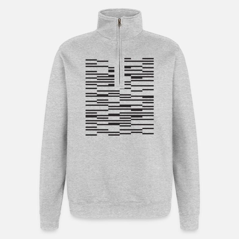 Liniendesign Minimalistischer Barcode - Quarter-Zip-Sweatshirt - Grau meliert
