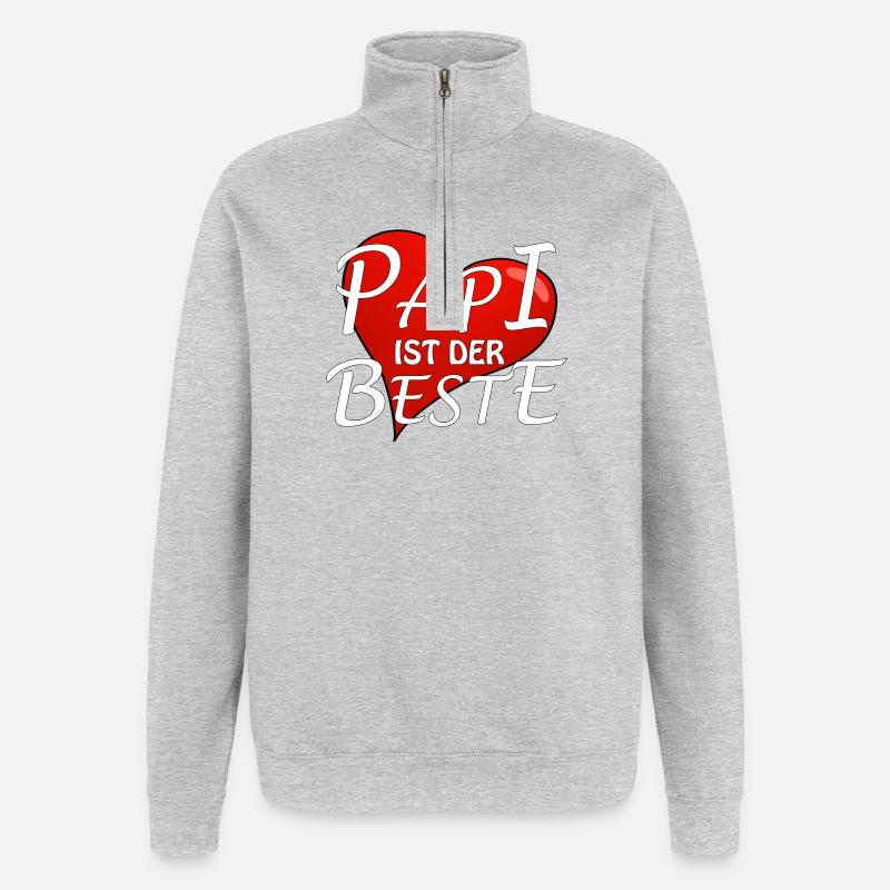 PAPI IST DER BESTE - Quarter-Zip-Sweatshirt - Grau meliert