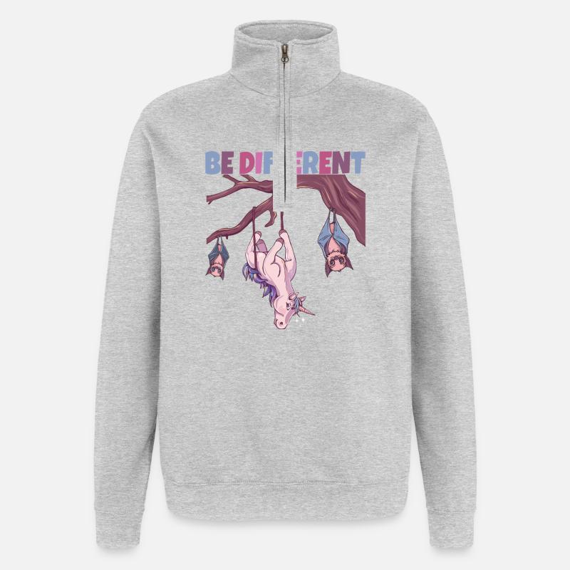 Licorne Be Different - Sweat à zip 1/4 - gris chiné